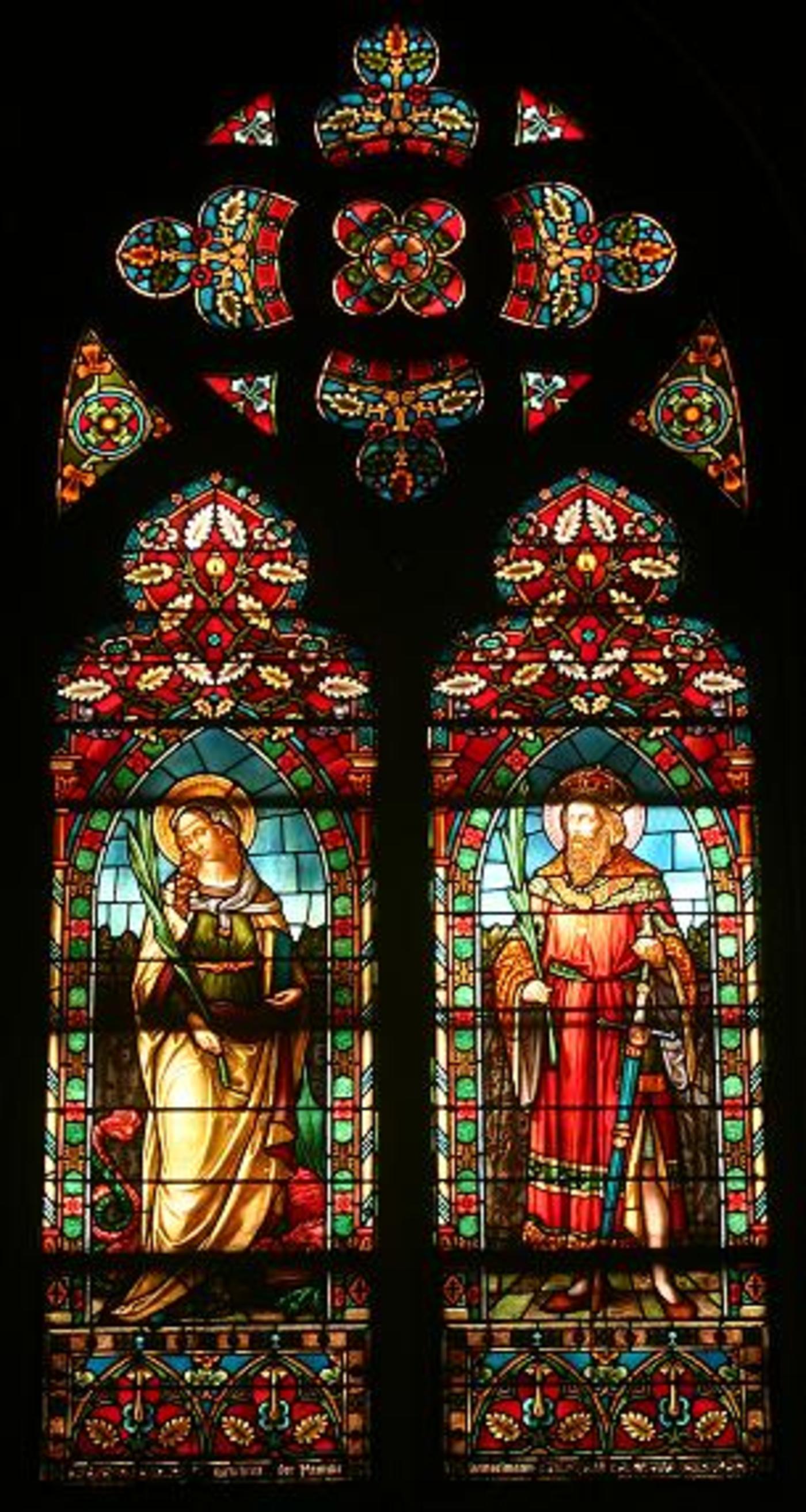 Windows #12A and 12B St. Margaret of Antioch and St. Wenceslaus of Bohemia
