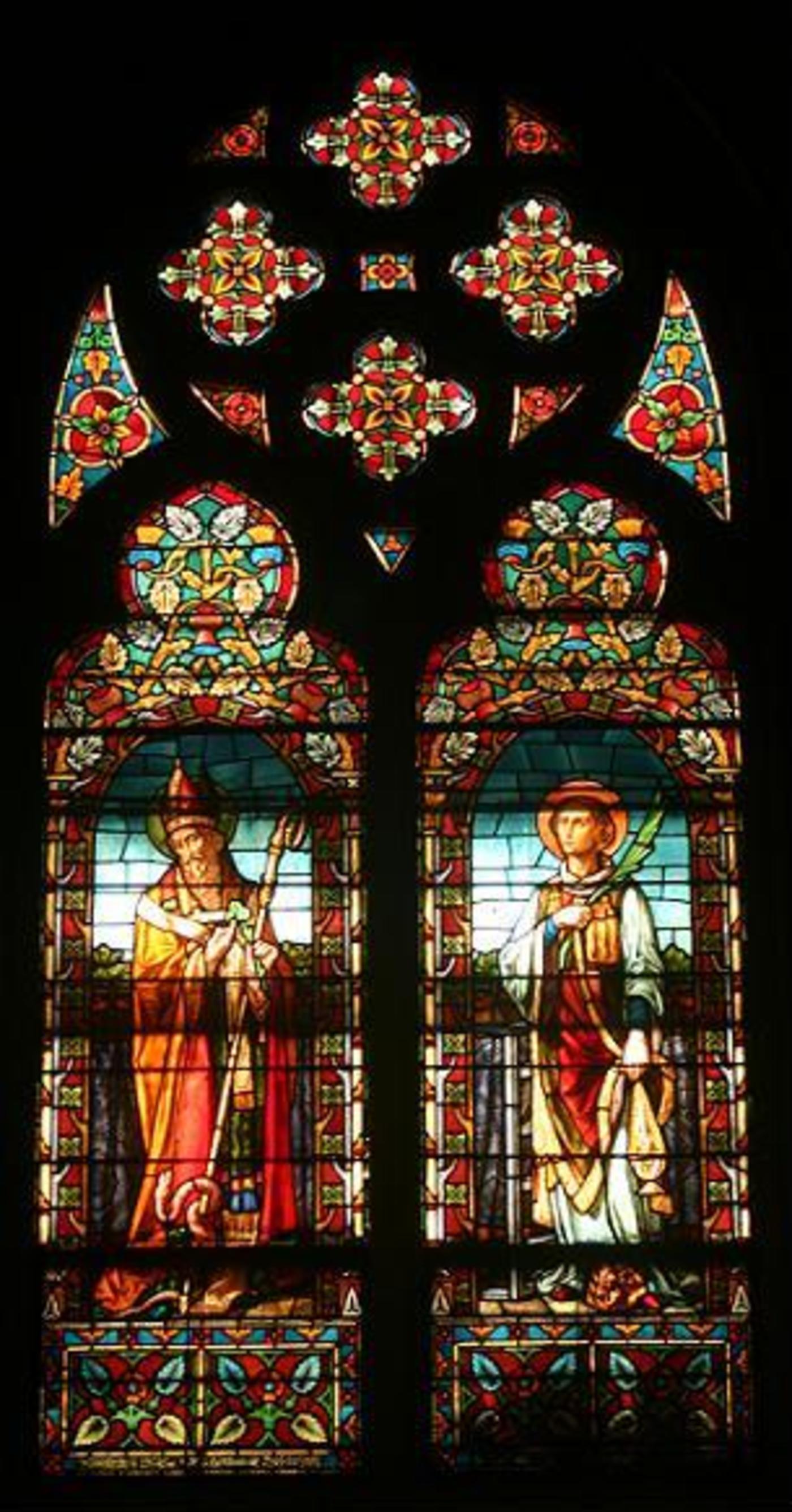 Windows 13A and 13B: Saint Patrick of Ireland and St. Stephen, Deacon